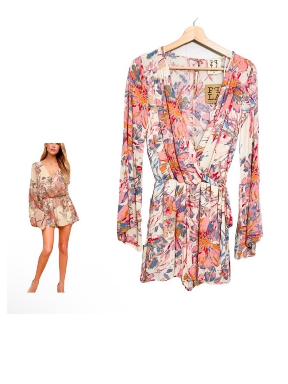 PPLA Clothing Long Sleeve Romper Flora Print Size XS NWT